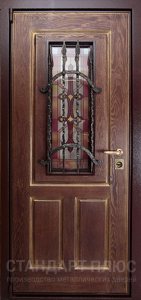 Стальная дверь Дверь с ковкой №20 с отделкой Массив дуба